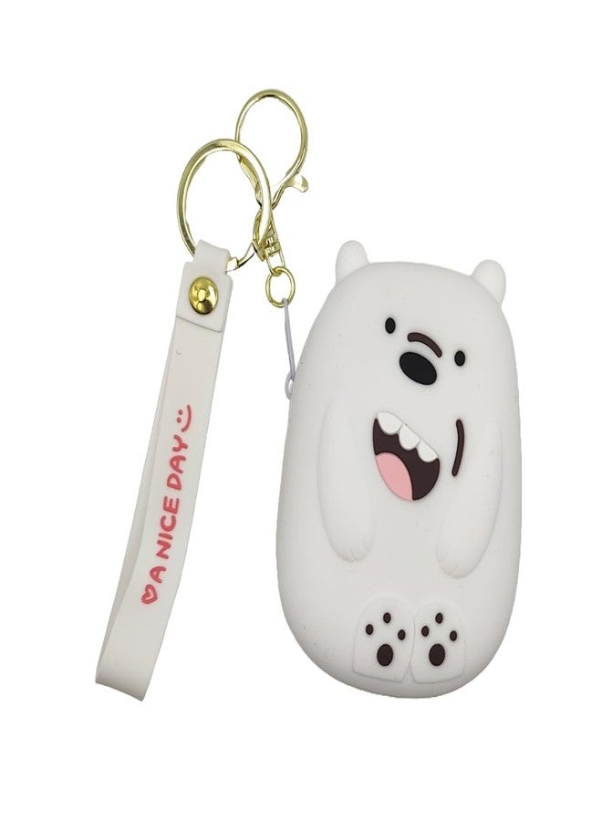 Valente Universal Cute Cartoon Silicone Zipper Coin Purse Pouch for Kids & Girls. (White Bear) - Image 1